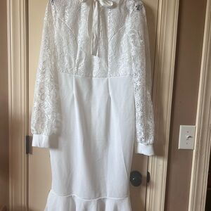 SHEIN White Asymmetrical Lace Dress
